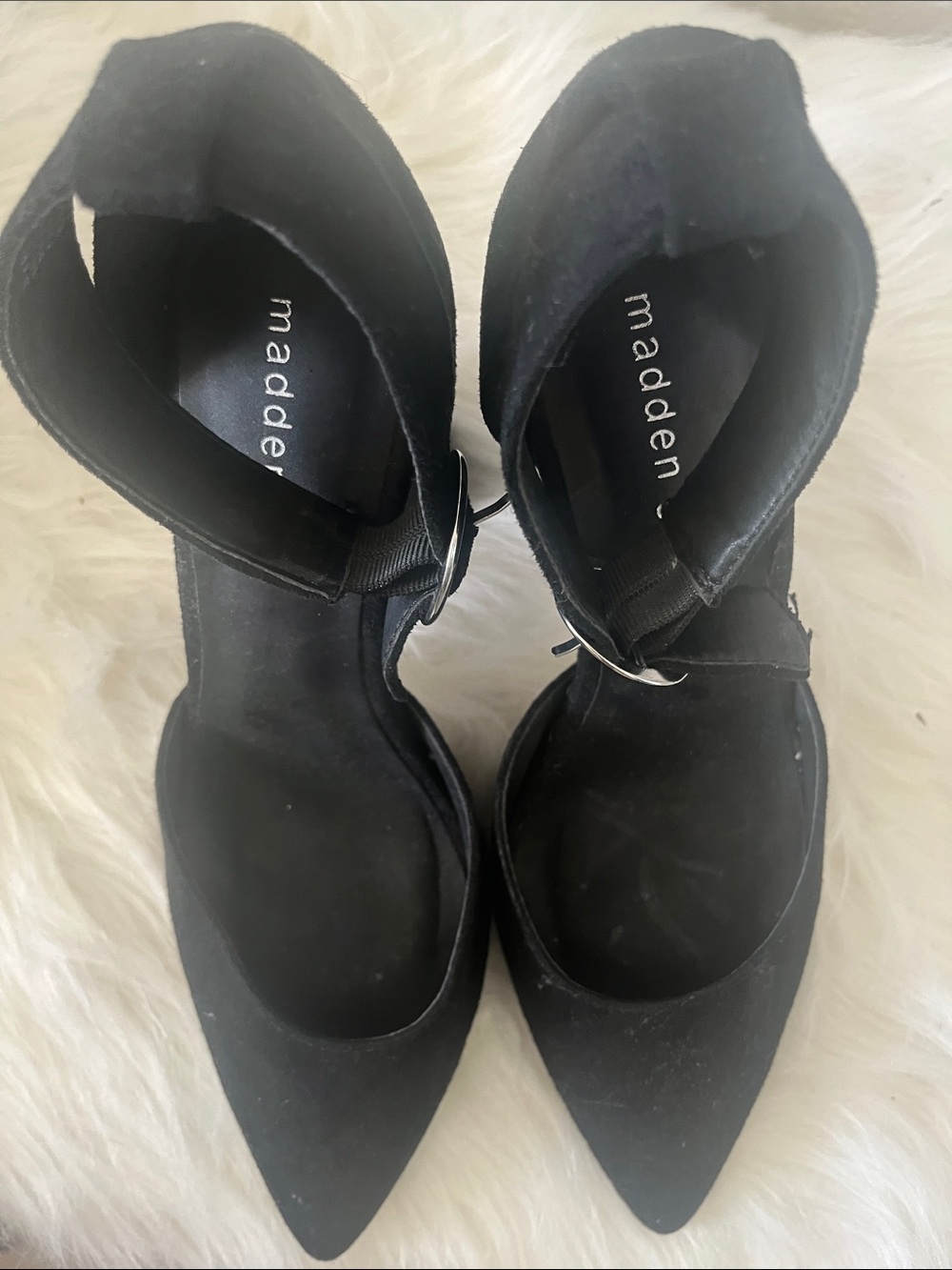 Madden Girl Black Pointed Ankle-Strap Pumps
